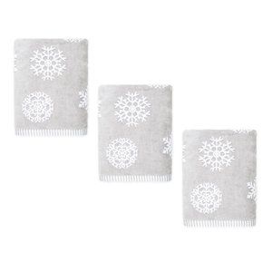 3 new Winter Wonderland 100% Cotton 27x54" BATH Towels - GRAY & WHITE SNOWFLAKES